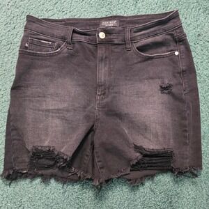 Judy Blue XL Women's High Rise Distressed Denim Shorts Black JB15272BK Summer